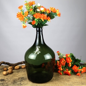 Vintage Dark Green Dame Jeanne Wein Glass, Bottle, 14.17&#39; (36 cm) Demi John, Carboy, Farmhouse decor, country chic