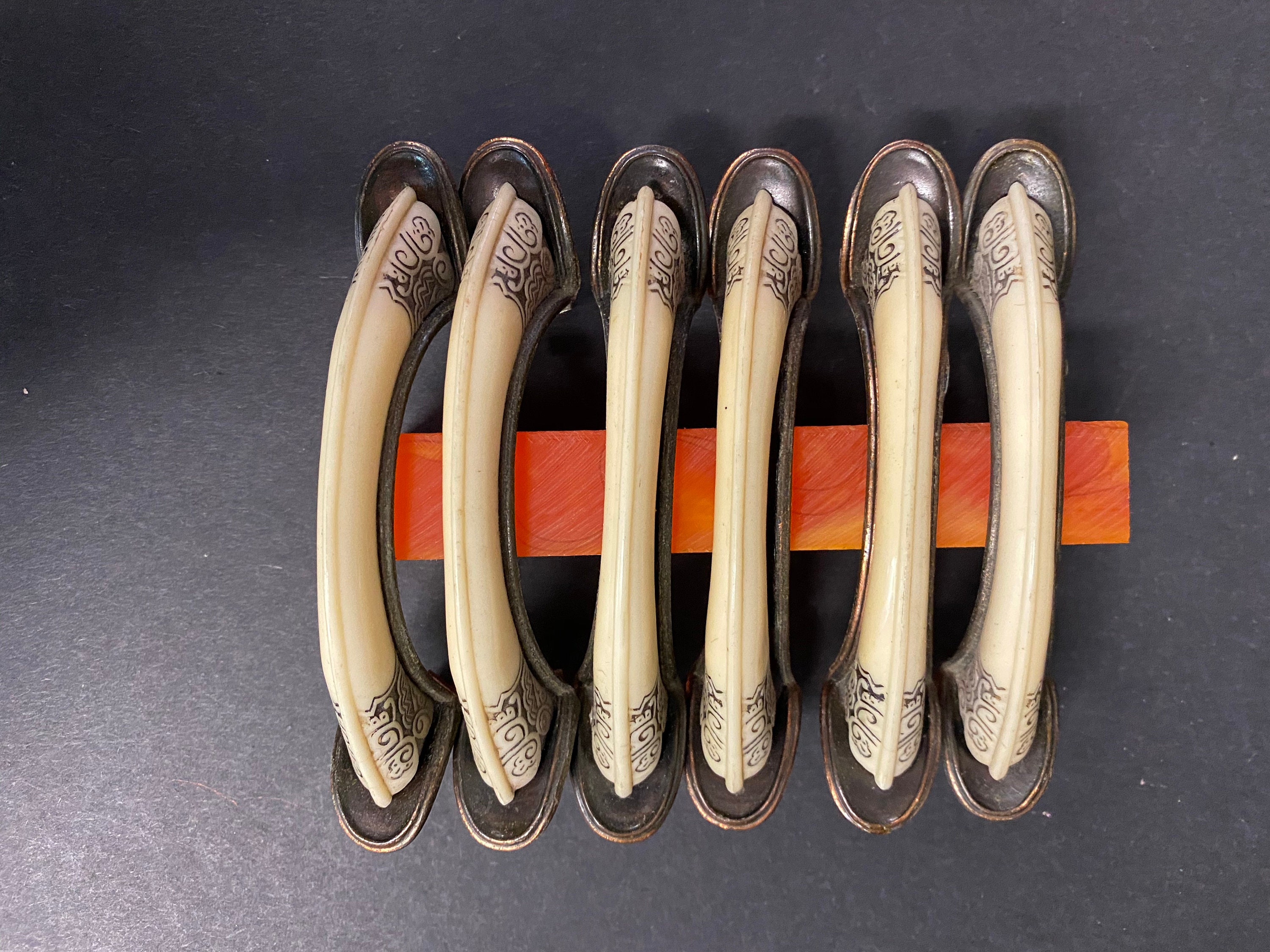 Bakelite 1930s ornate drawer handles. AD11 Etsy