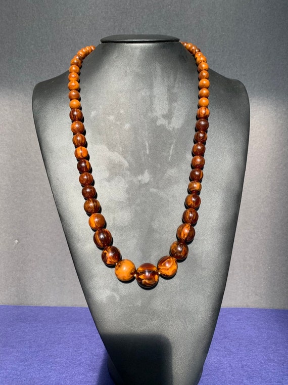 1940s Caitlin Bakelite Chocolate marbled necklace