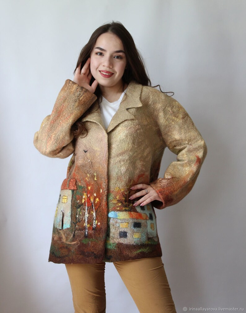 Wearable art jacket Jacket street style Wool Blazer women Etsy