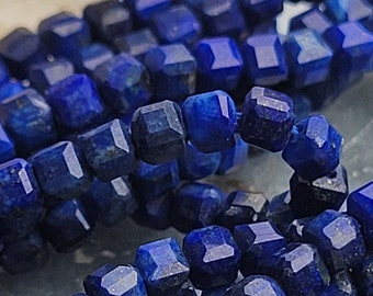 Lapis lazuli perles cubes à facettes 3mm  - Pierre naturelle - 10 cm - 4"