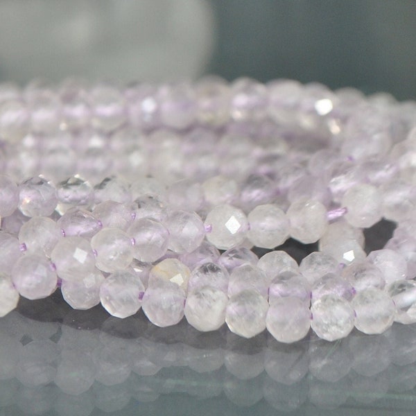 Quartz lavande perles rondes facettes  - 3,4mm - 12 cm