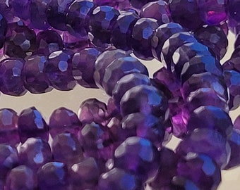 African Amethyst large faceted washers 5.5mm - 10 cm - 4"