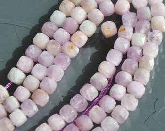 Pink kunzite faceted cube beads 4.8 mm - 10 cm