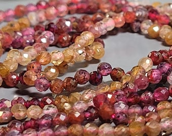 Ruby Sapphire pink orange faceted round beads 2.8mm - 1/2 strand - 18 cm - 7"