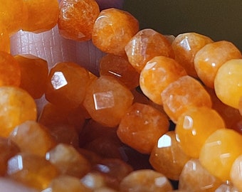 Natural orange chalcedony faceted cube beads 5.5mm - 18 stones