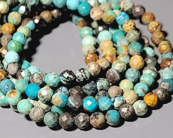 African Turquoise faceted round beads 4mm - 12 cm -5"