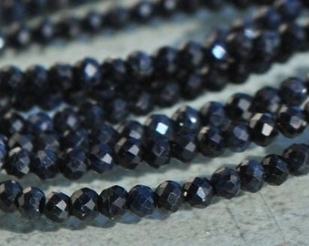 Saphirs Africain bleu foncé  perles facettes - 3 mm - 8 cm