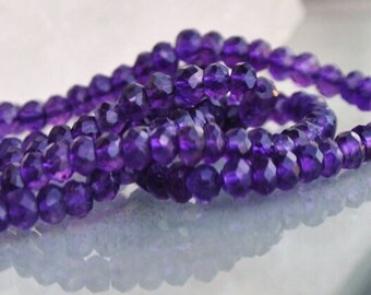 African Amethyst faceted beads 3.5-4 mm -10 cm - 4"