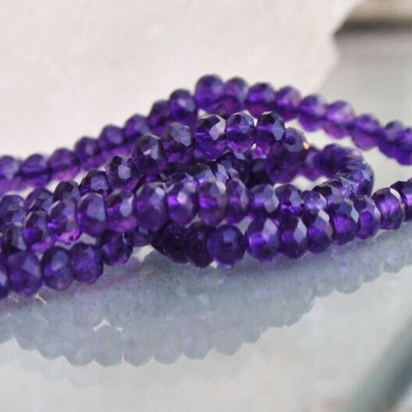 Amethyste Africaine perles à facettes 3,5-4 mm -10 cm - 4"