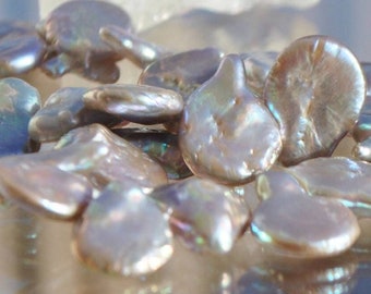 Perles keishi de culture eau douce naturelle pétale goutte plate - 4 perles en 13-14 mm