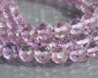 Amethyste rose perles rondes à facettes 5 mm - 8 cm - 16 pierres