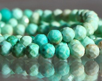 Turquoise Peru faceted round bead 3mm - 12 cm - 5"