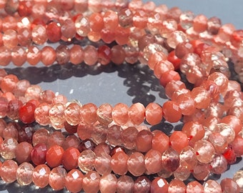 Red labradorite Andesine faceted rondelle beads 4mm - 10 cm - 4"