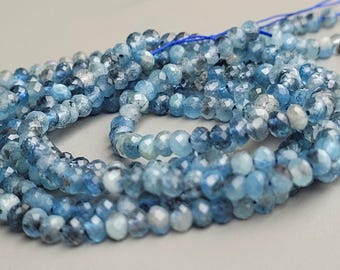 Aigue Marine bleue naturele - Santa Maria - perles Rondelles Facettées -  4  mm - Pierre Naturelle - 1/2 brin- 18 cm