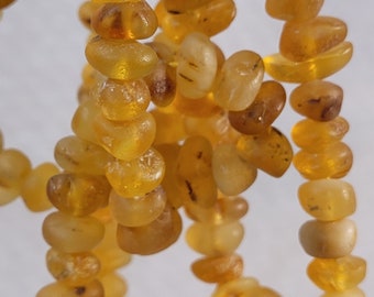 Raw Baltic amber rondelle beads 7-8 mm - 10 cm -4"