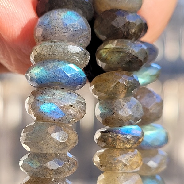 Labradorite grosses rondelles facettes 8-9 mm - 10 pierres