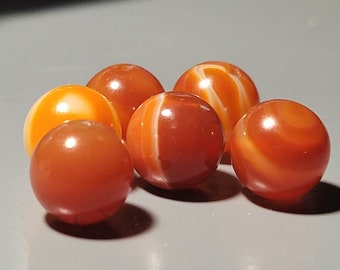 Agate de feu perles rondes lisses - 10 mm - 6 pierres