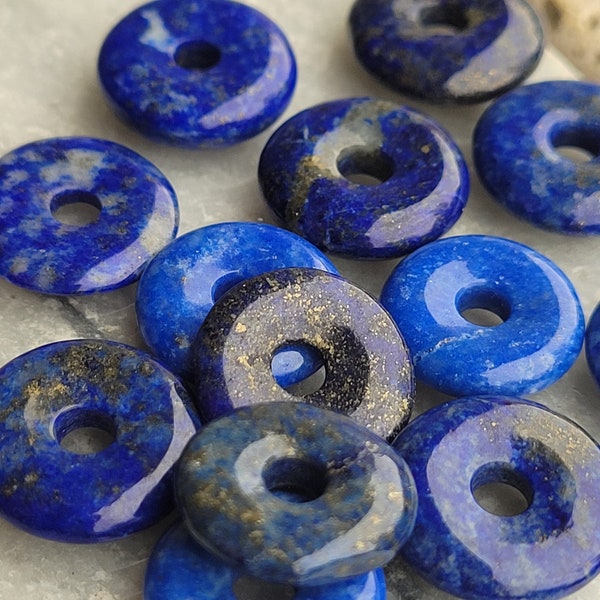 Lapis lazuli donuts pendentifs 14-15 mm - 4 pierres - magnifique qualité