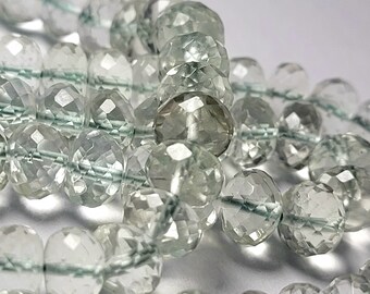 Prasiolite Green Amethyst faceted washers 6.5mm - 10 stones