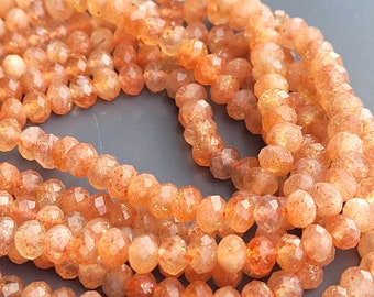 Sunstone faceted rondelle beads 4.5 mm - 8 cm