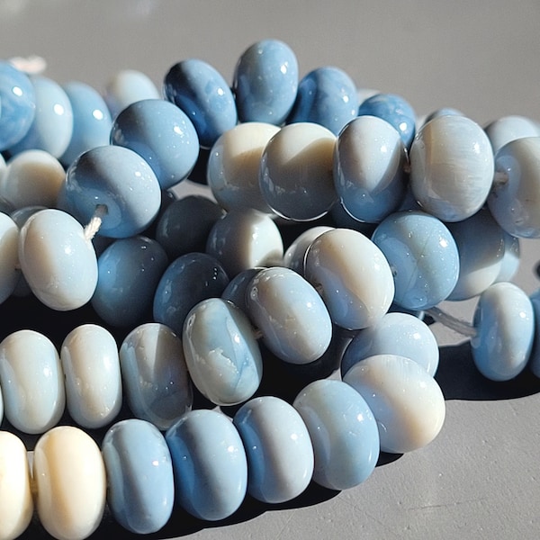 Oregon blue opal denim smooth rondelles 7mm - 12 stones