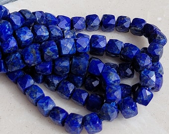 Lapislazuli facettierte Würfelperlen 4mm Naturstein