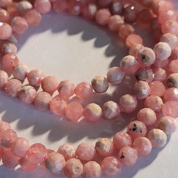 Rhodochrosite naturelle perles facettes 4 mm pierre fine rose