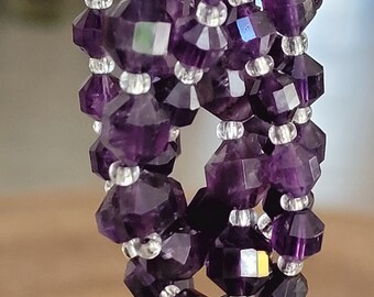 African Amethyst faceted rondelle beads 6mm or 8mm - 10 stones