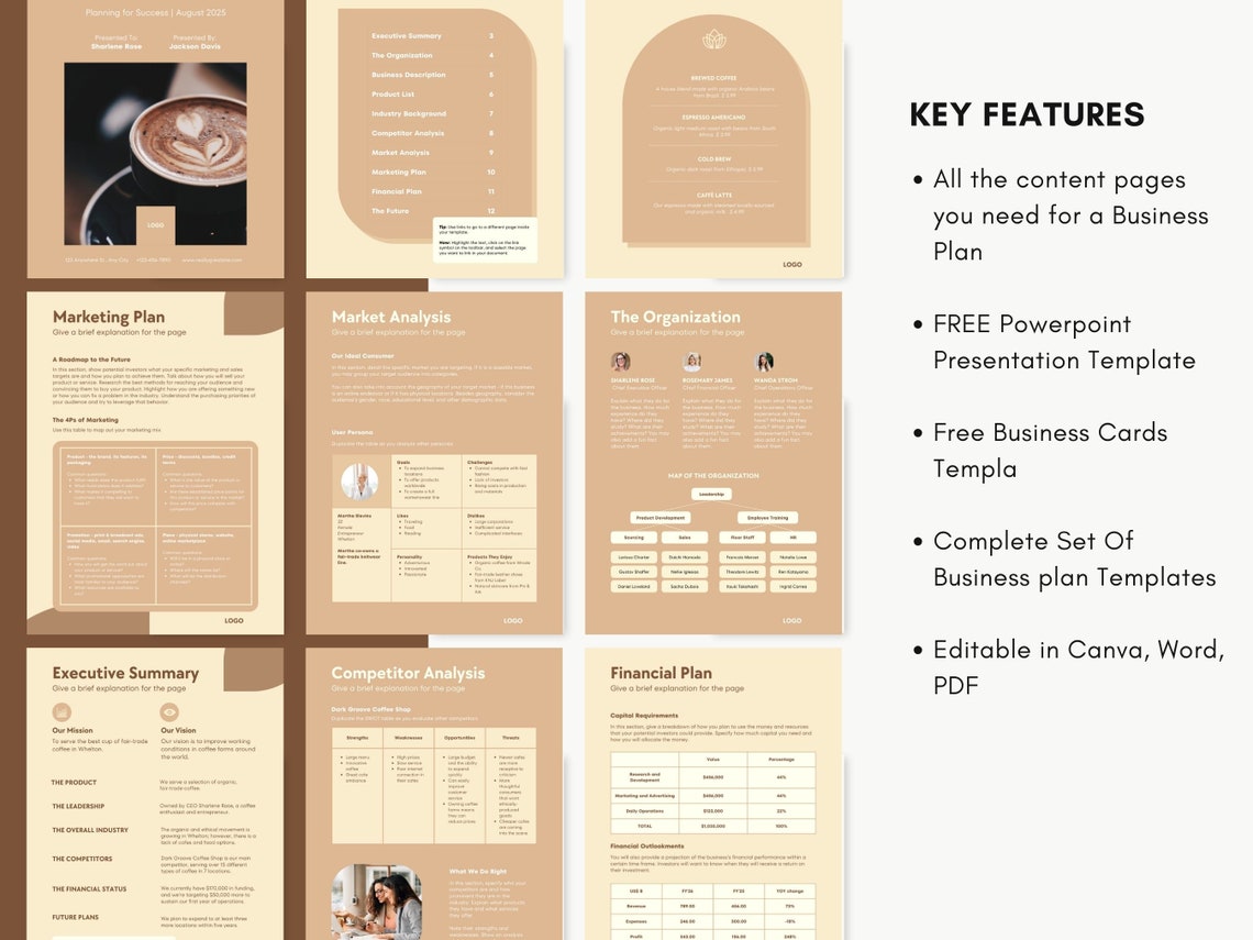 Business Plan Canva Template | Restaurant Template | Restaurant ...