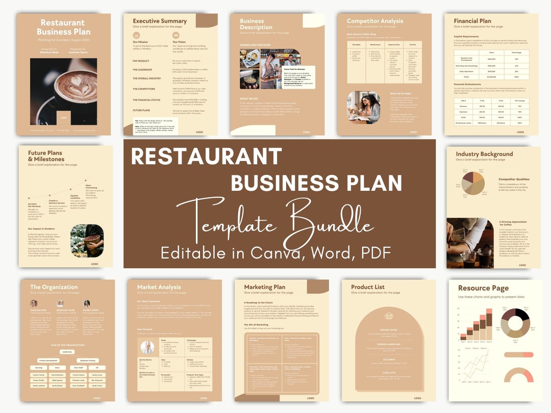 business-plan-canva-template-restaurant-template-restaurant-business-plan-canva-business-planner-business-plans-templates-etsy