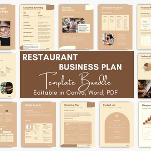 Business Plan Canva Template | Restaurant Template | Restaurant Business Plan Canva | Business Planner | Business Plans Templates