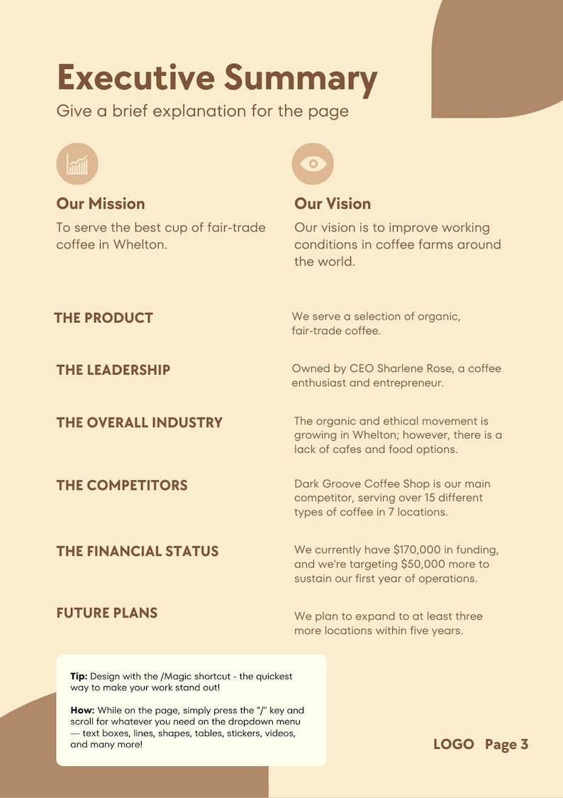 Business Plan Canva Template | Restaurant Template | Restaurant ...
