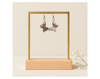 Gold Tone Butterfly Dangle Earrings | Textured Charm Jewelry