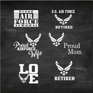 USAF Vinyl Decals for Car, Truck, Boat, Helmet, Laptop/ Air Force auto decals / Proud USAF mom / Airman / Pilot / USAF dad / proud wife