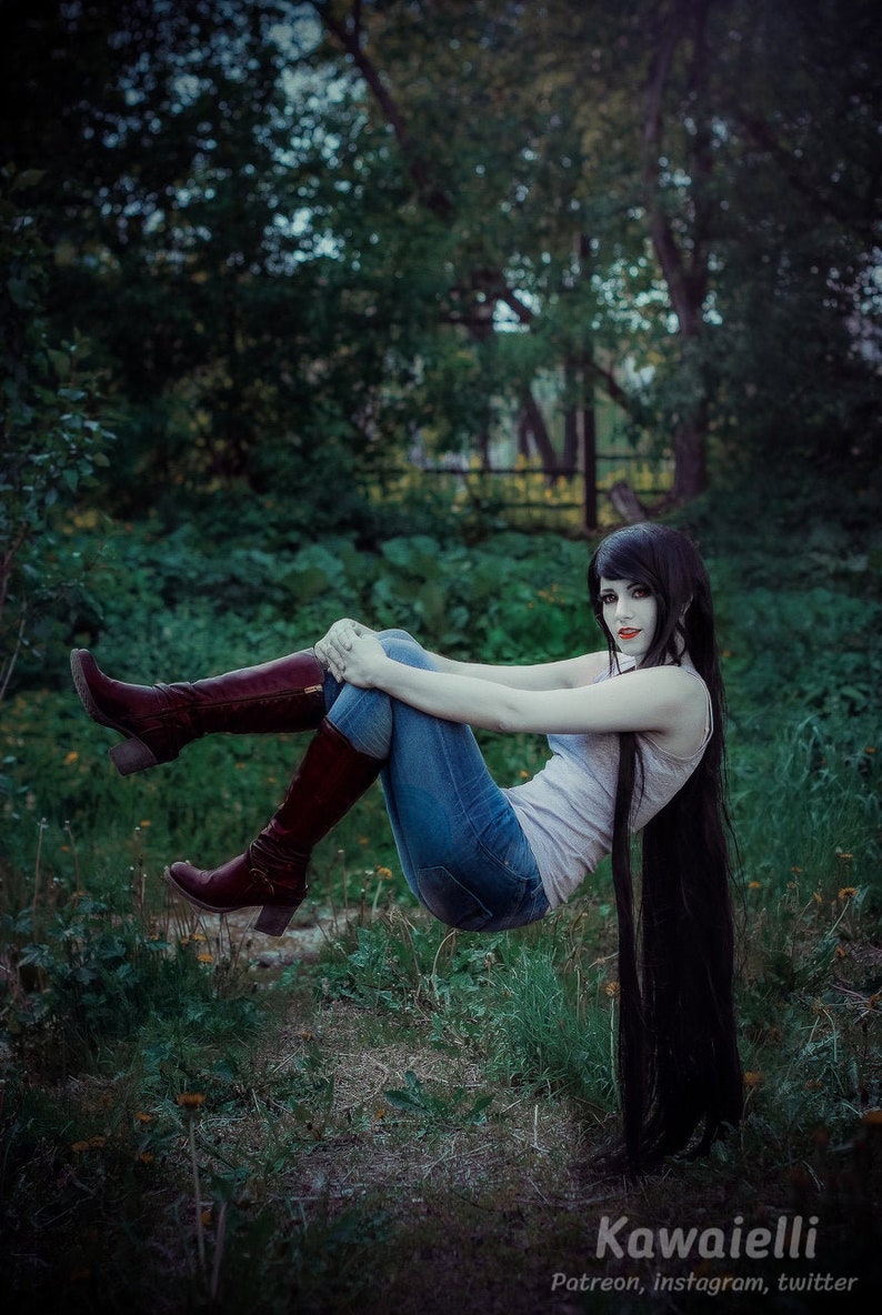 Marceline cosplay black wig 150 sm Etsy