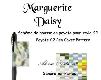 Schéma pour housse de stylo (pilot G2) en peyote pair - Marguerites