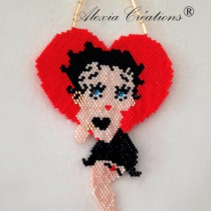Brick stitch pattern Betty Boop with a Heart