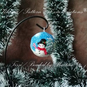 3d peyote Ball pattern  Snowman. 11 rows, ball of 5cm