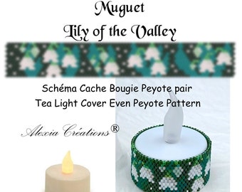Tea Light Cover even peyote pattern - Lily of the Valley