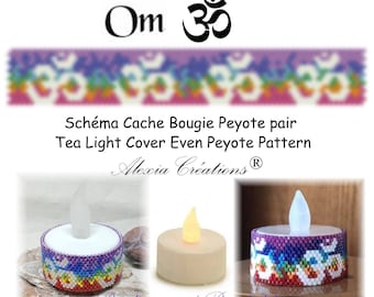 Tea Light Cover even peyote pattern -  Om