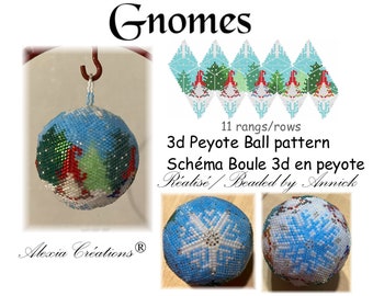 3d peyote Ball pattern Gnomes 11 rows, ball of 5cm