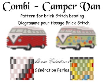 2 Diagrammes pour tissage brick stitch  en perles miyuki delica. Motif Combi