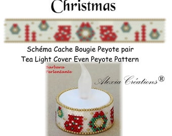 Tea Light Cover even peyote pattern - Christmas