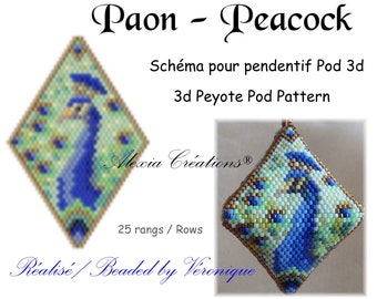 3d peyote pod pattern Peacock - 25 rows