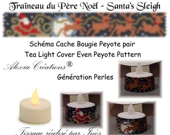 Tea Light Cover even peyote pattern - Santa's Sleight