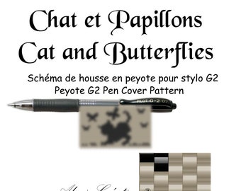 Peyote Cover Pen Pattern - Little Cat and Butterflies