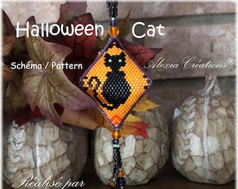 3d peyote pod pattern - Halloween Cat