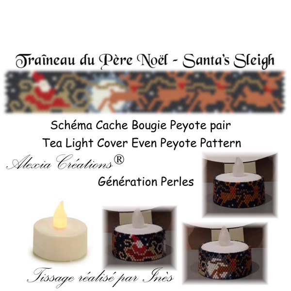 Tea Light Cover even peyote pattern - Santa's Sleight