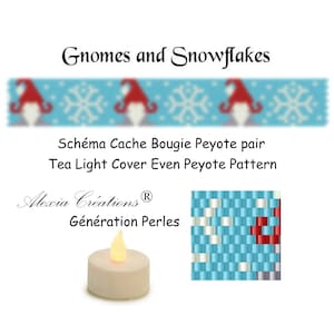 Tea Light Cover even peyote pattern - Gnomes and Snowflakes